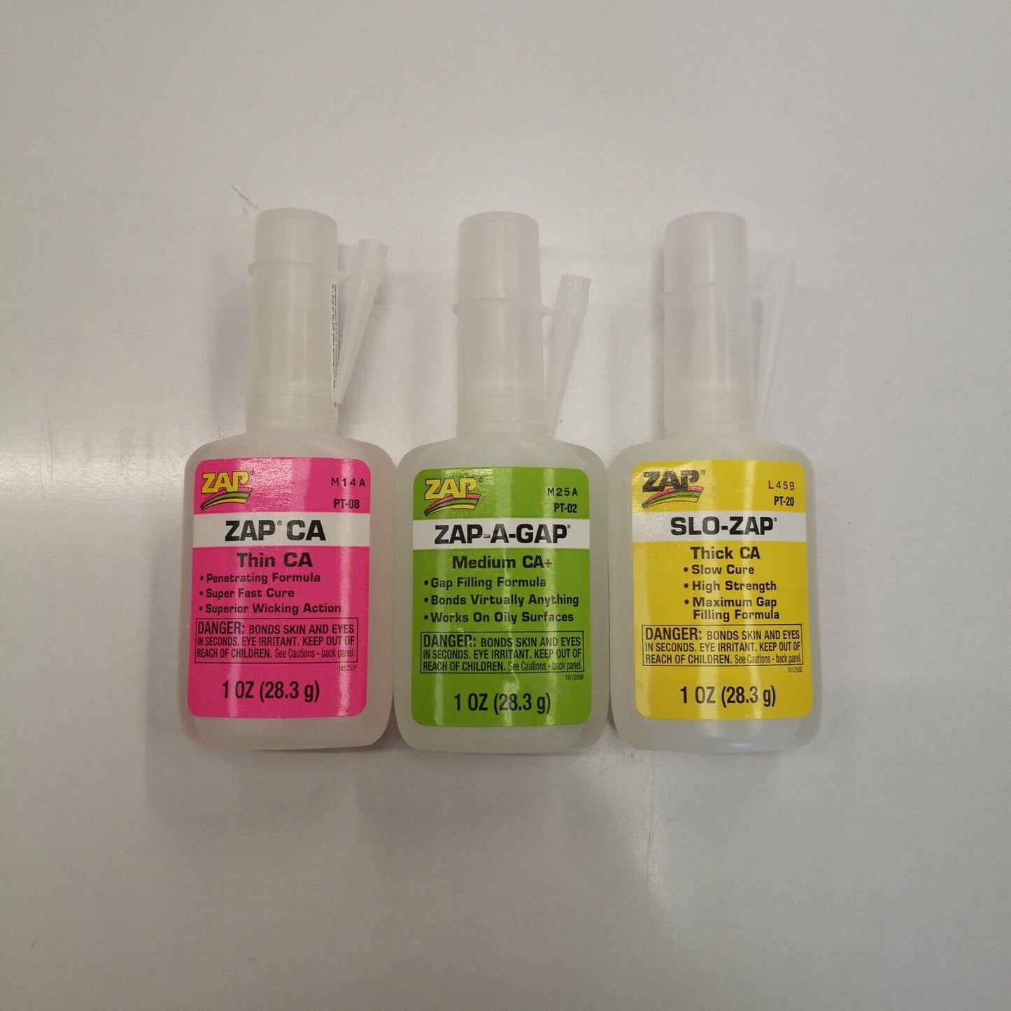 ZAP CA Cyano Acrylate Super Glue Bundle Thin+Medium+Thick PT08 PT02 PT20 1oz x 3