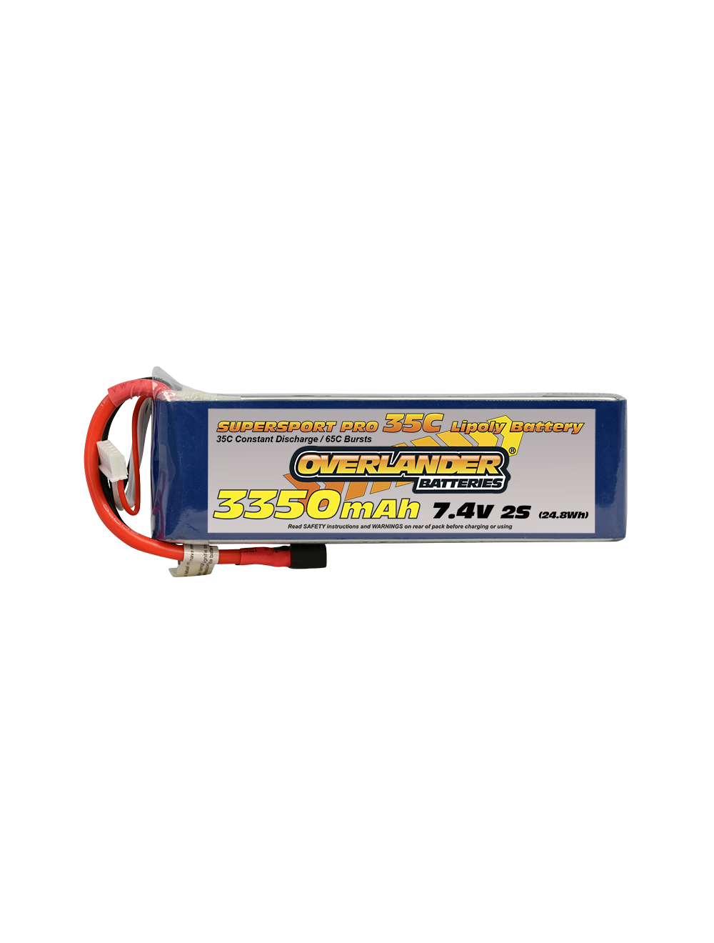 Overlander 3350mAh 7.4v 2S 35C SuperSport LiPo Battery - DEANS Connector