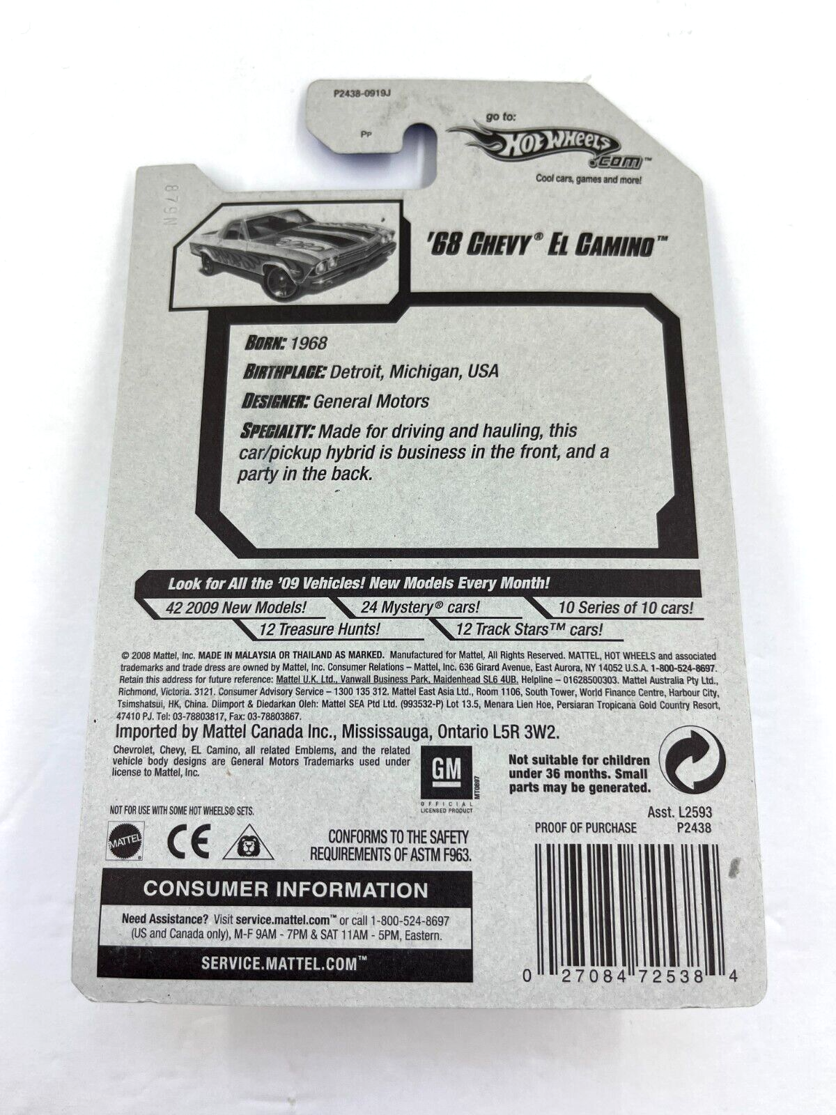 RARE Hot Wheels 2009 '68 Chevy El Camino 02/10 Heat Fleet