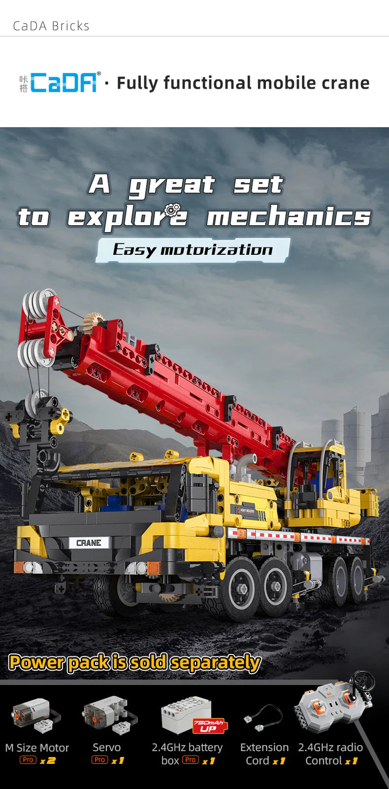 CaDA Full function mobile crane - 1831pcs Brick Kit