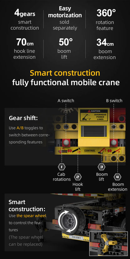 CaDA Full function mobile crane - 1831pcs Brick Kit