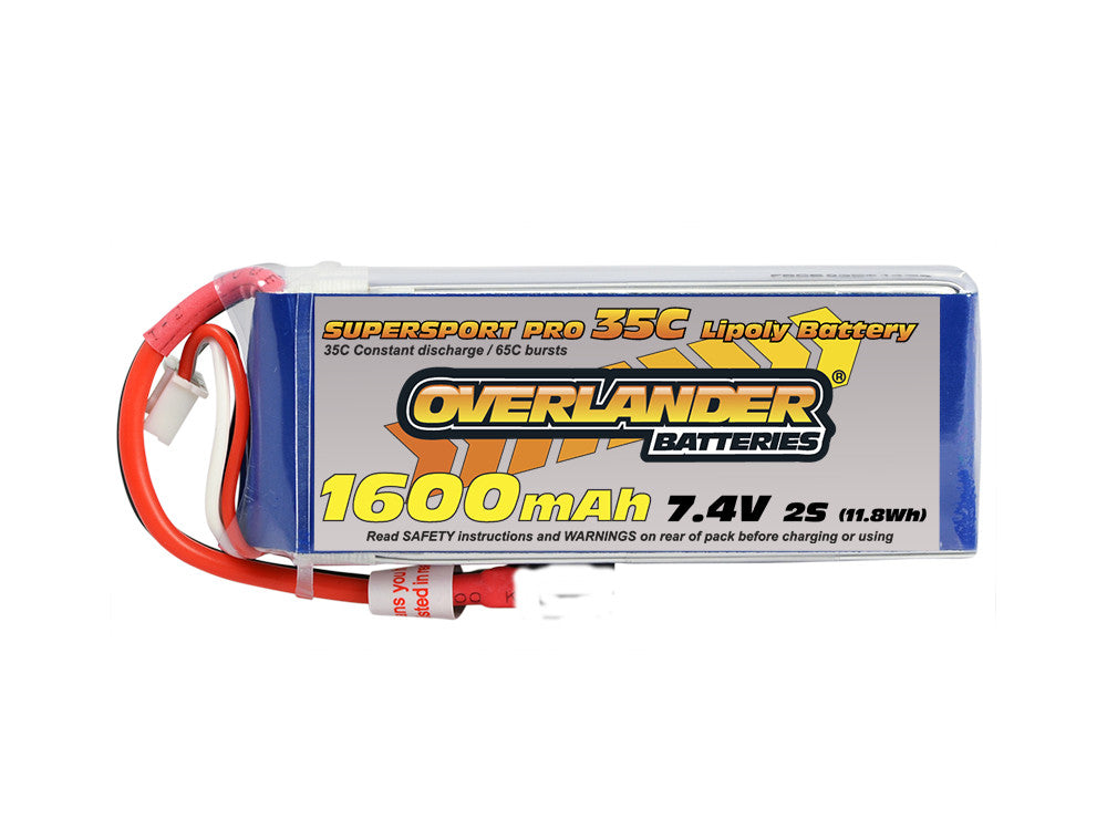 Overlander 1600mAh 7.4v 2S 35C SuperSport LiPo Battery - XT60 Connector