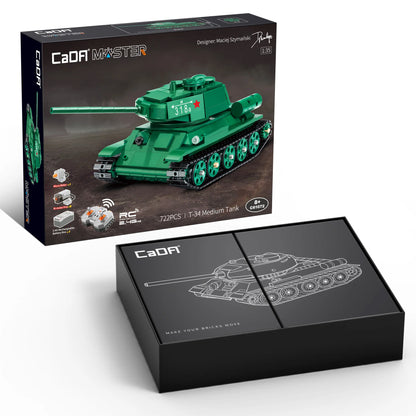 CaDA RC T34 Medium Tank - 722pcs Brick Kit