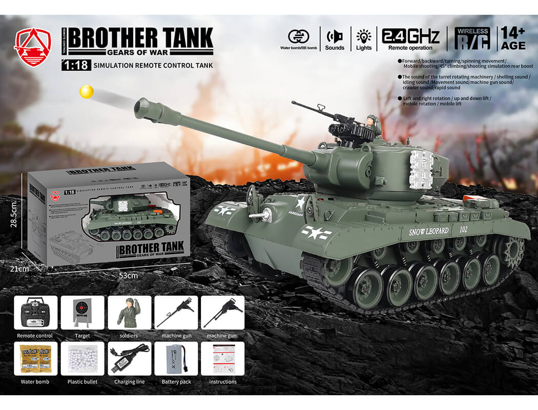 BROTHER TANK RC TANK 1:18 USA M26 PERSHING 'SNOW LEOPARD' GREEN
