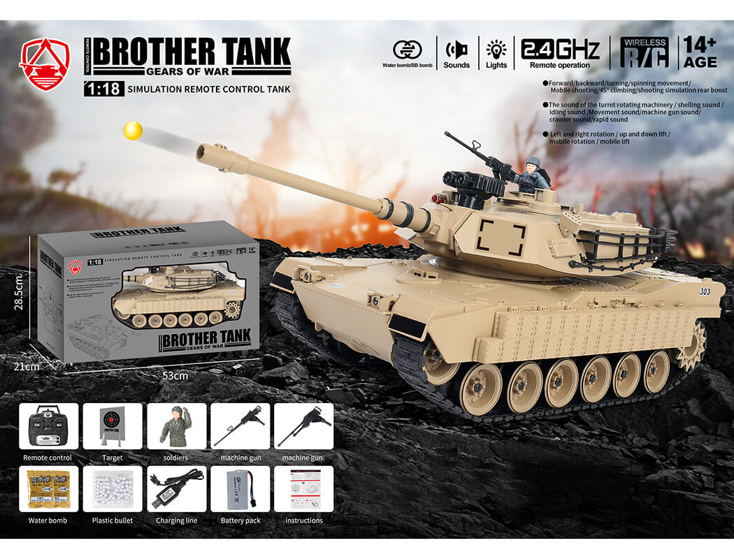BROTHER TANK RC TANK 1:18 USA M1A2 DESERT STORM