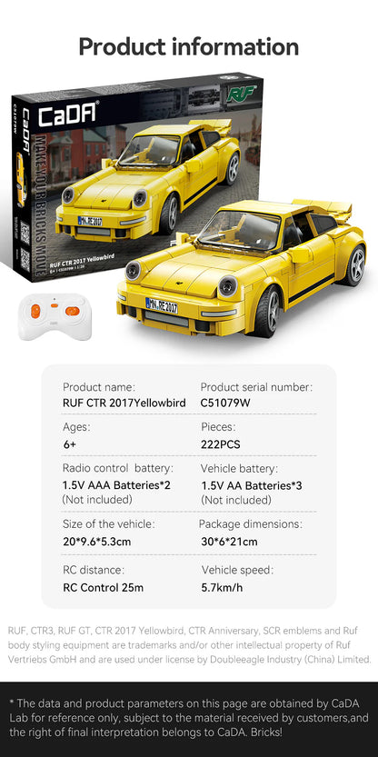 CaDA RC 1/20 RUF CTR 2017 Yellowbird - 222 pcs Brick Kit