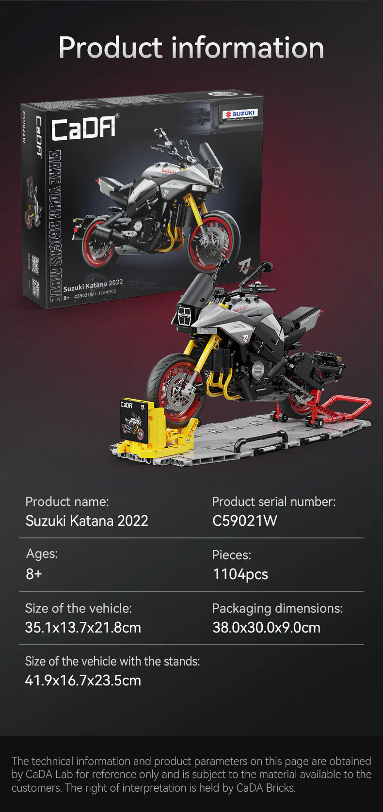 CaDA 1:6 Suzuki Katana - 1104 pcs Brick Kit