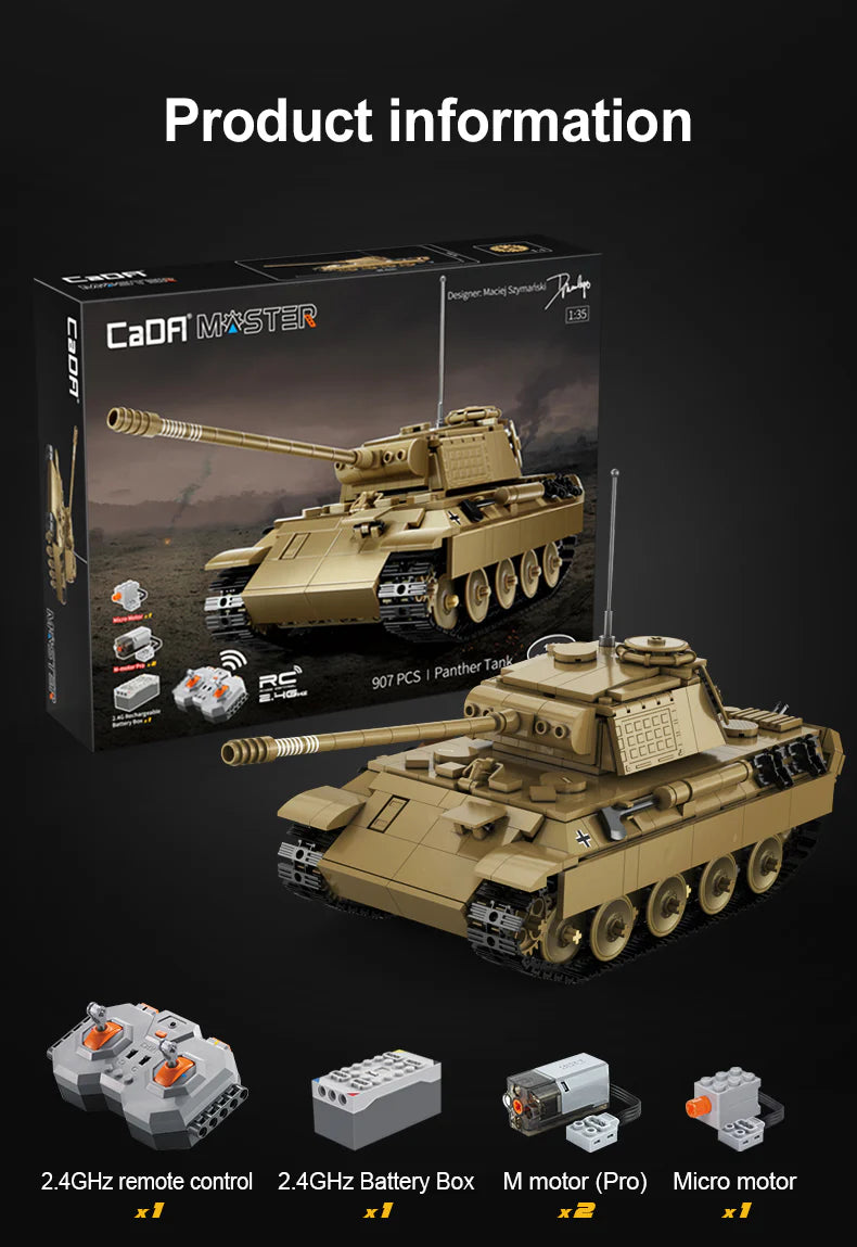 CaDA RC Panther Tank - 907pcs Brick Kit