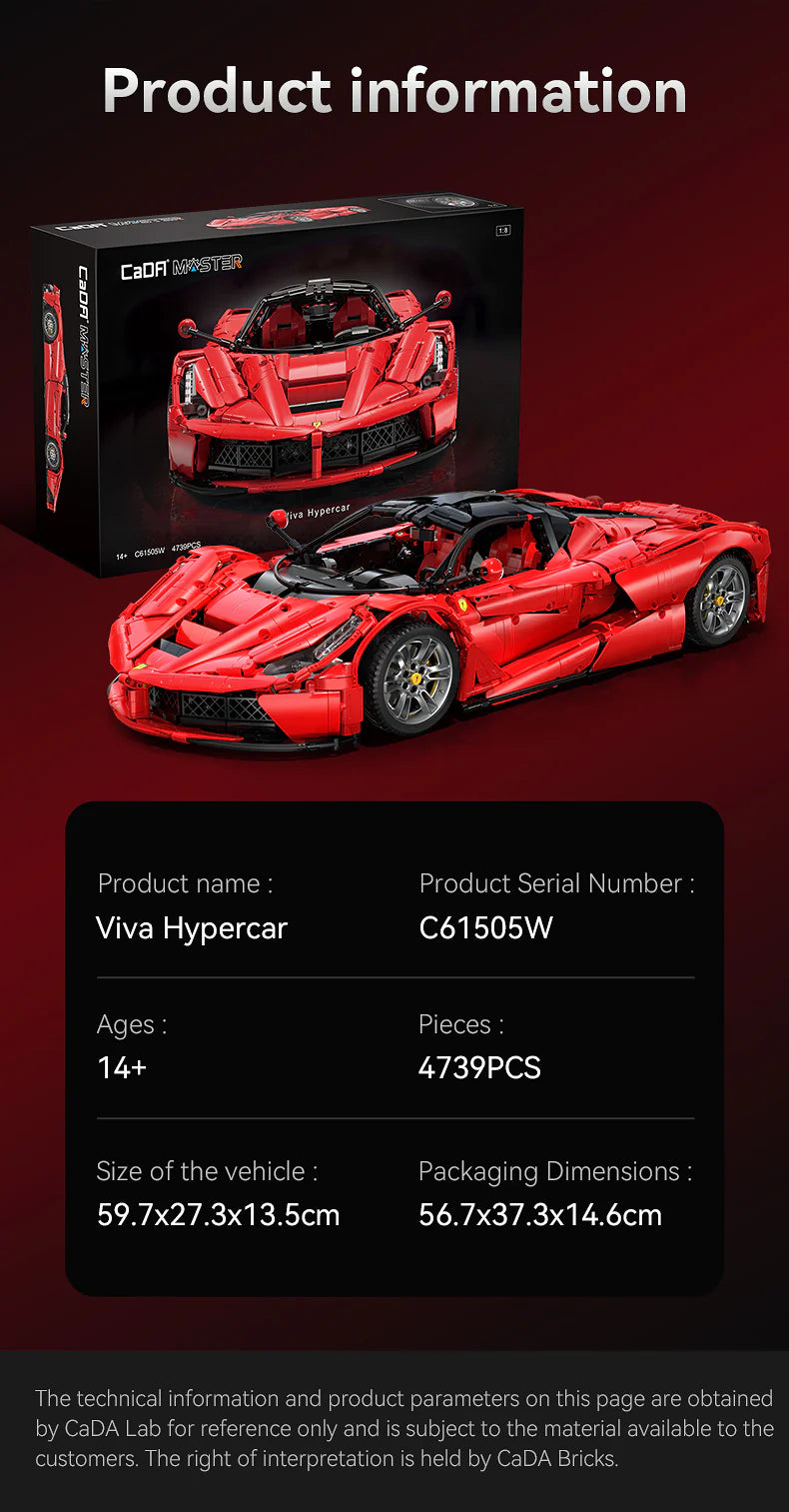 CaDA 1:8 Viva Hypercar - 4739 pcs Brick Kit