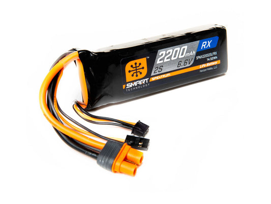 Spektrum 2200mAh 2S 6.6V Smart LiFe Receiver Battery; IC3 O-SPMX22002SLFRX