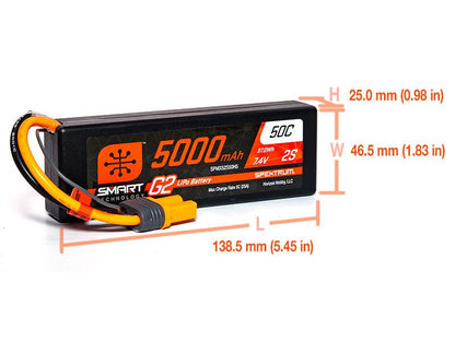 Spektrum 5000mAh 2S 7.4V SMART G2 50C IC5