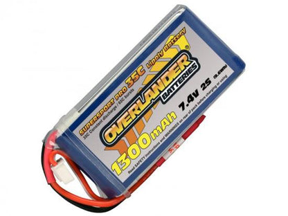Overlander 1300MAH 7.4V 2S 35C SUPERSPORT PRO LIPO BATTERY (XT60 CONNECTOR)