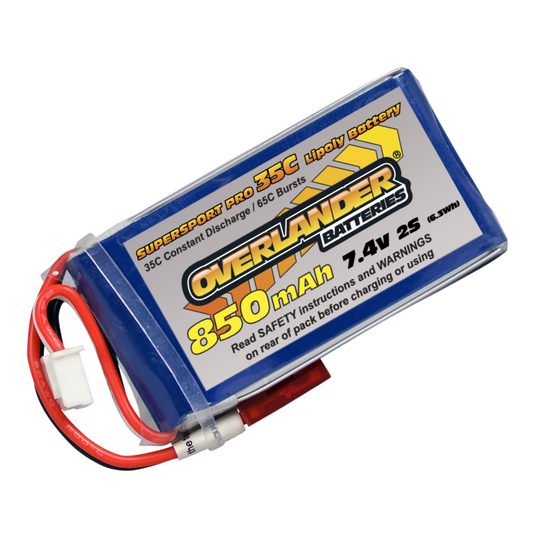 Overlander 850MAH 7.4V 2S 35C SUPERSPORT PRO LIPO BATTERY (JST-BEC)