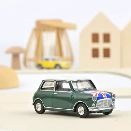 Norev Mini Cooper S 1964 Almond Green and Flag on Bonnet 1:54