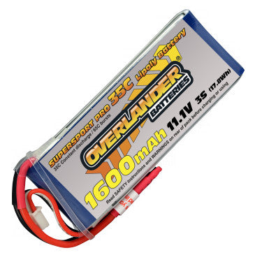 Overlander 1600mAh 11.1V 3S 35C Supersport Pro LiPo Battery XT60 Connector