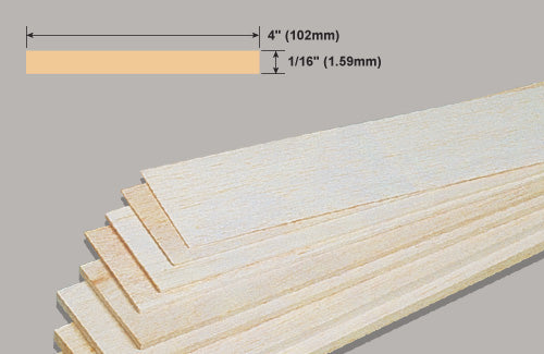 Slec Balsa Sheet 1/16x4x36"/1.59x102x914mm