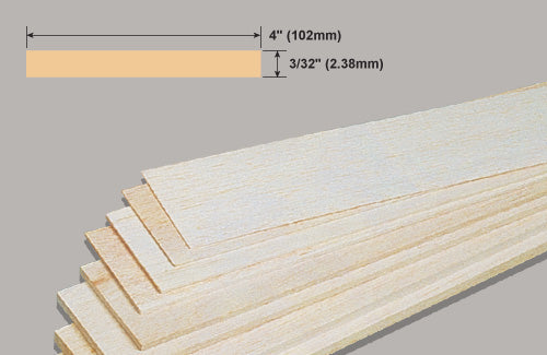 Slec Balsa Sheet 3/32x4x36"/2.38x102x914mm