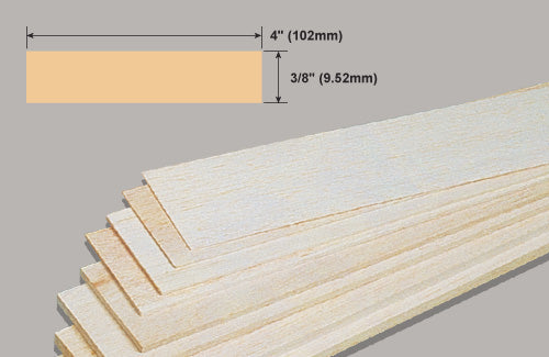 Slec Balsa Sheet 3/8x4x36"/9.52x102x914mm