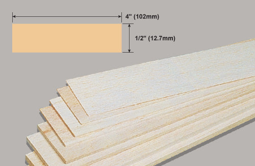 Slec Balsa Sheet 1/2x4x36"/12.7x102x914mm