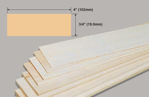 Slec Balsa Sheet 3/4x4x36"/19.0x102x914mm