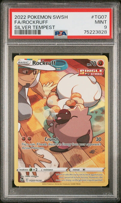 2022 Pokemon Sword and Shield Silver Tempest Rockruff TG07 PSA 9 MINT