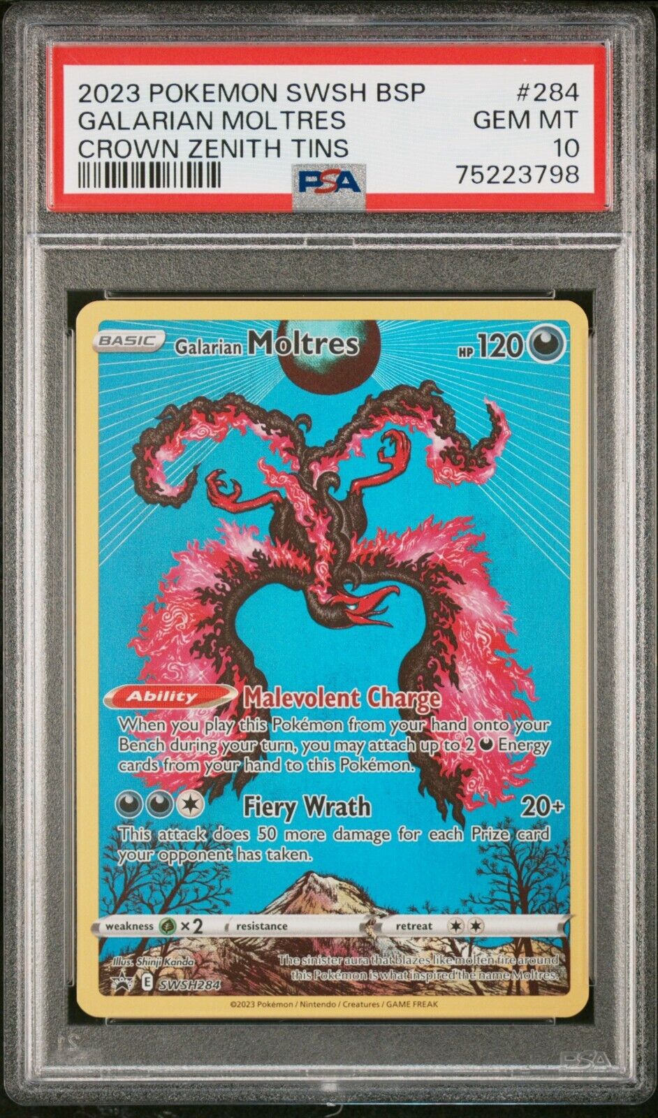 2023 Pokémon Sword & Shield Crown Zenith Galarian Moltres SWSH284 PSA 10 GEM MT