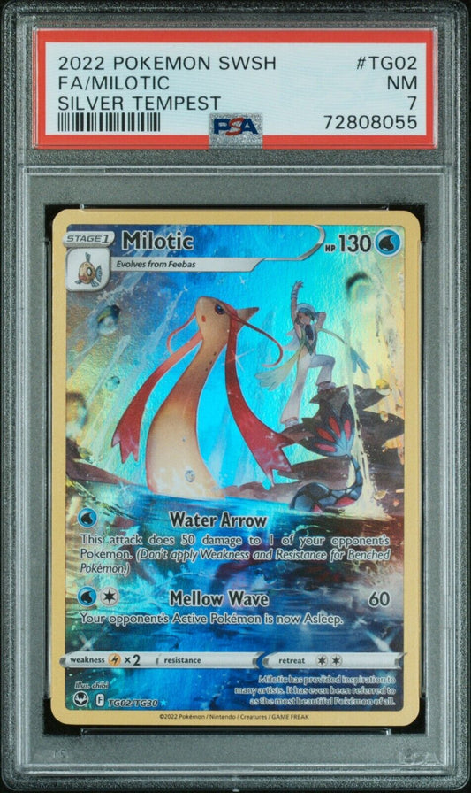 2022 Pokemon Sword and Shield Silver Tempest TG02/TG30 FA Milotic PSA 7 NM