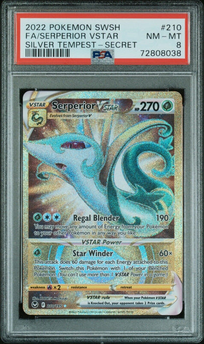 2023 Pokemon Sword and Shield Silver Tempest 210/195 Serperior VStar Gold PSA 8