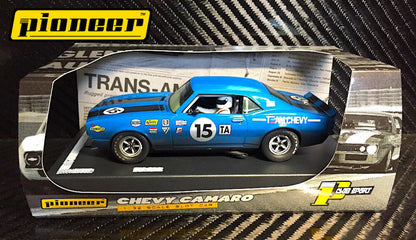 Pioneer Slot Car P045 Chevrolet Camaro Blue Raced Version