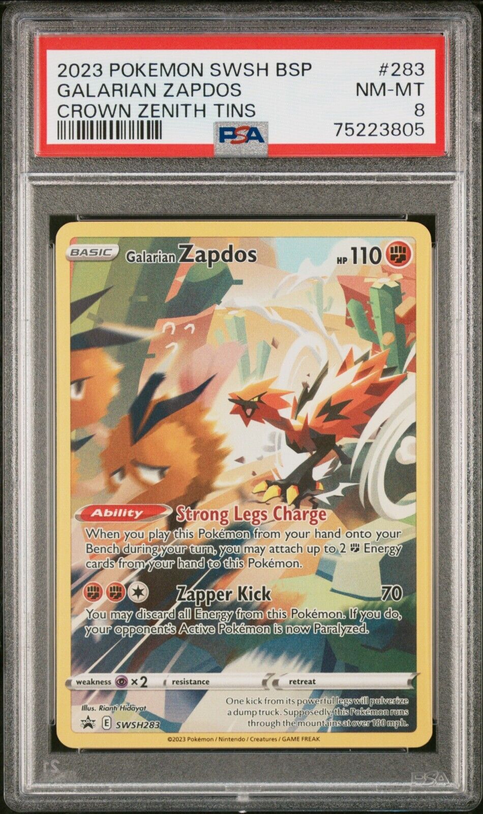 2023 Pokemon Sword and Shield Crown Zenith Tins Galarian Zapdos PSA 8 NM-MT