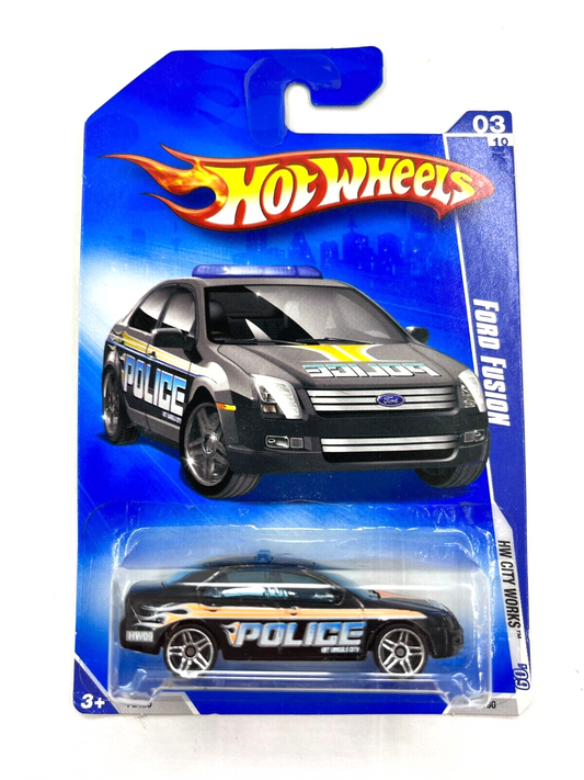 RARE Hot Wheels 2009 Ford Fusion Police Car 03/10 HW City Works