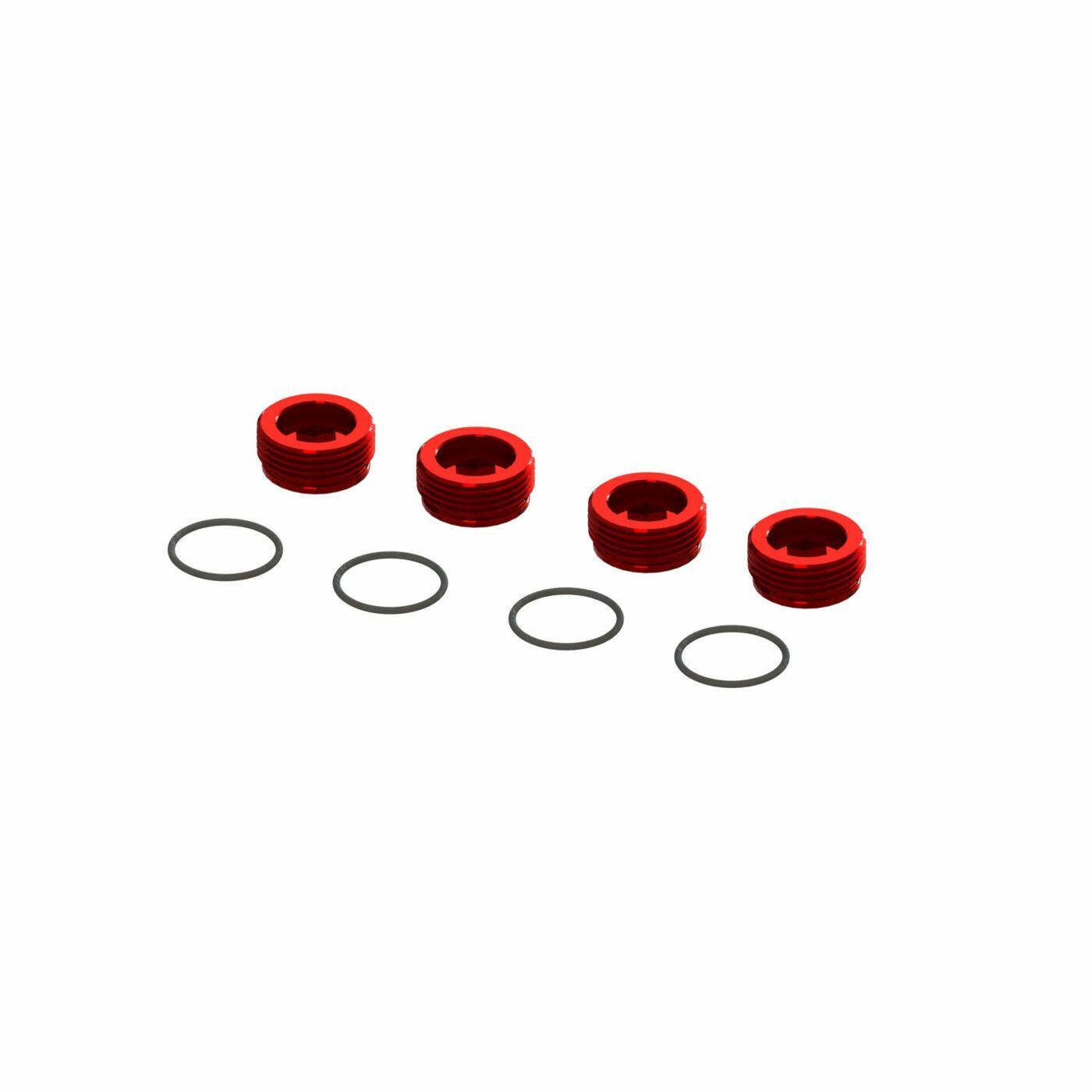ARRMA FELONY Aluminium Front Hub Nut Red (4) inc O's Genuine Spares