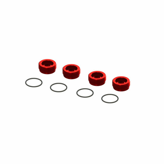 ARRMA FELONY Aluminium Front Hub Nut Red (4) inc O's Genuine Spares