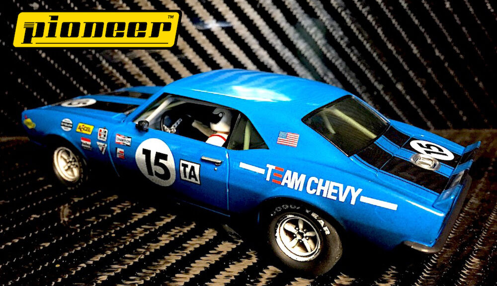 Pioneer Slot Car P045 Chevrolet Camaro Blue Raced Version