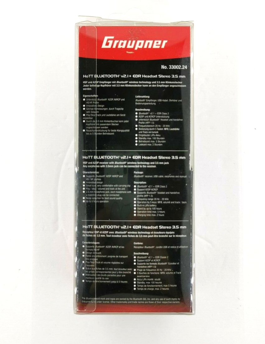 Graupner HoTT BLUETOOTH v2.1+EDR Stereo 3.5mm HS 33002.24