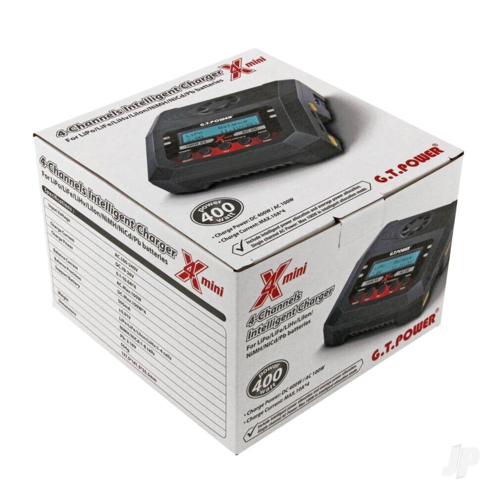 G.T. POWER X4 Mini Charger 100W AC / 100W x4 DC (UK) LiPo LiFe LiHv LiIon NiMH