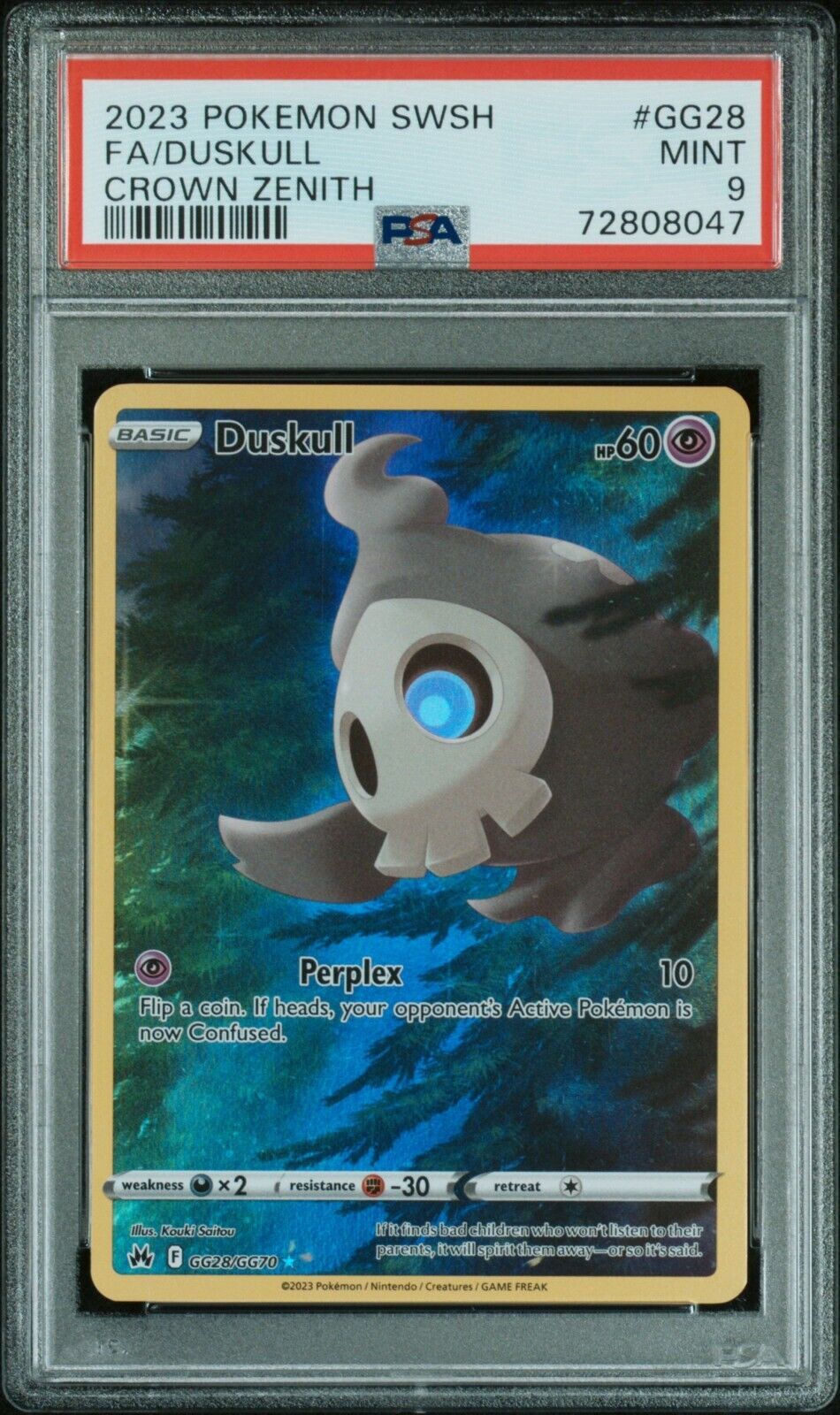 2023 Pokémon Sword and Shield Crown Zenith Duskull PSA 9 MINT