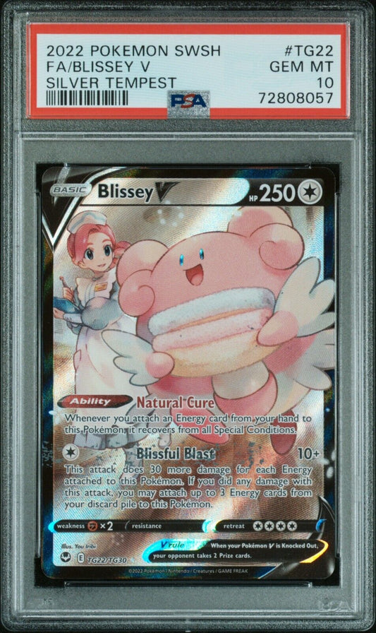 2022 Pokemon Sword and Shield Silver Tempest TG22 Full Art/Blissey V PSA 10