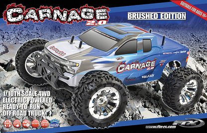 FTX CARNAGE 2.0 1/10 BRUSHED TRUCK 4WD RTR - BLUE FTX5537B