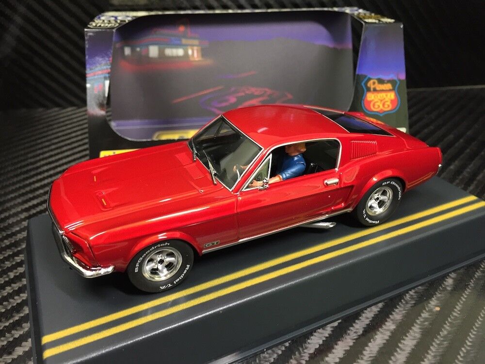 Pioneer Slot Car 1968 Ford Mustang Fastback GT Candy Red Route 66 P057