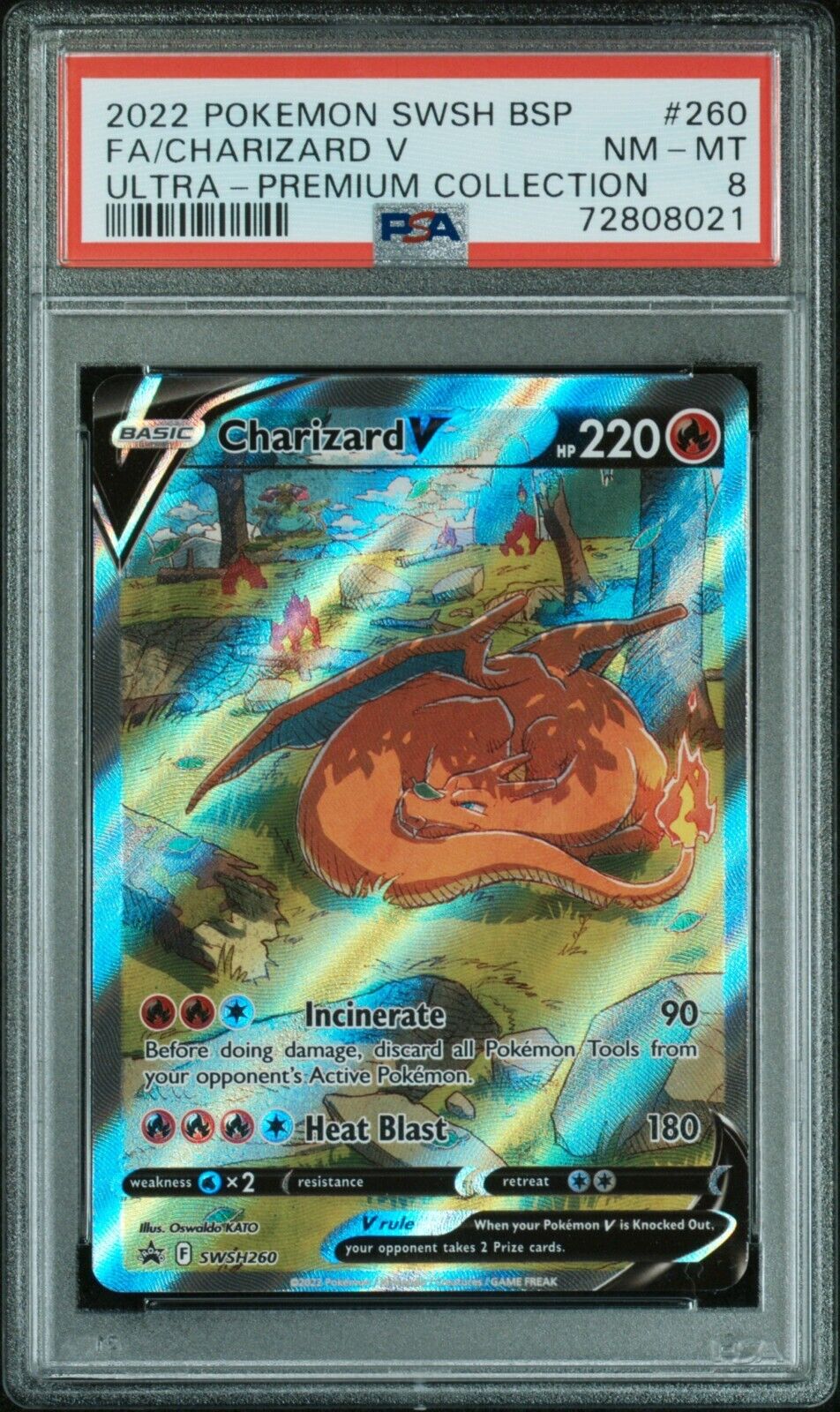 2022 Pokemon Sword and Shield BSP FA CHARIZARD V UPC SWSH260 PSA 8 NM-MT