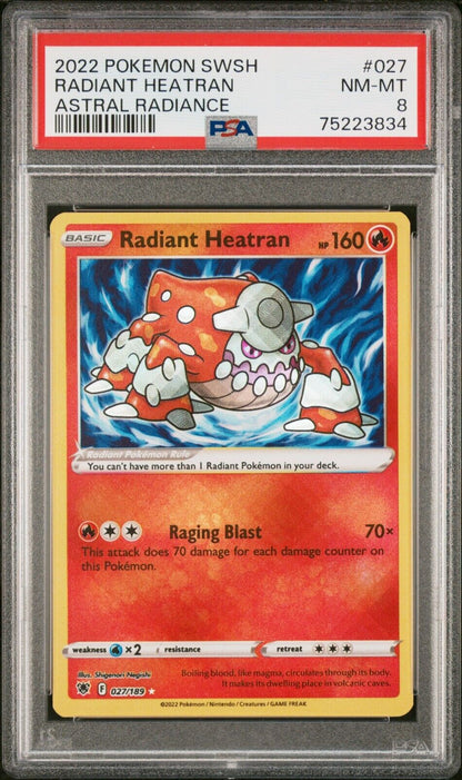 2022 Pokemon Sword and Shield Astral Radiance Radiant Heatran PSA 8 NM-MT