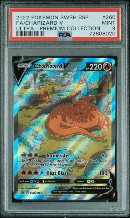 Pokemon UPC Charizard PSA Graded MINT 9 FULL SET BUNDLE 3 CARDS PLAYMAT BOX