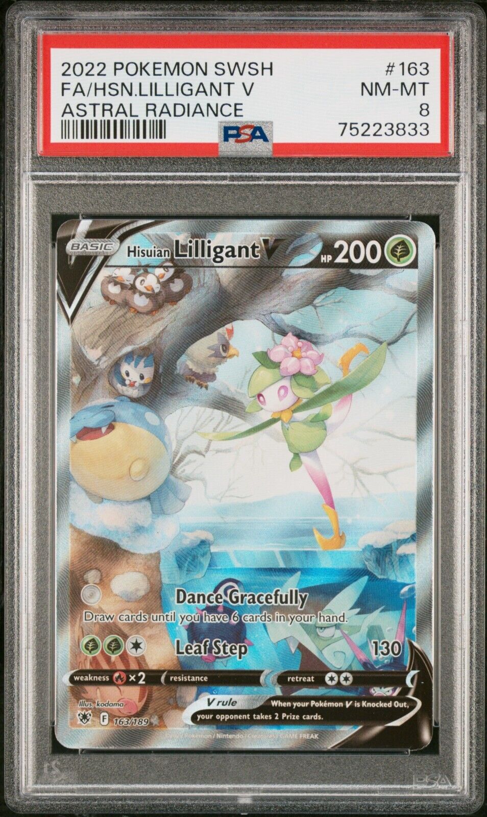 2022 Pokemon Sword and Shield Astral Radiance Hisuian Lilligant V PSA 8 NM-MT