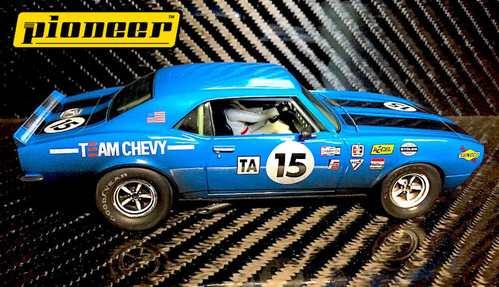 Pioneer Slot Car P045 Chevrolet Camaro Blue Raced Version