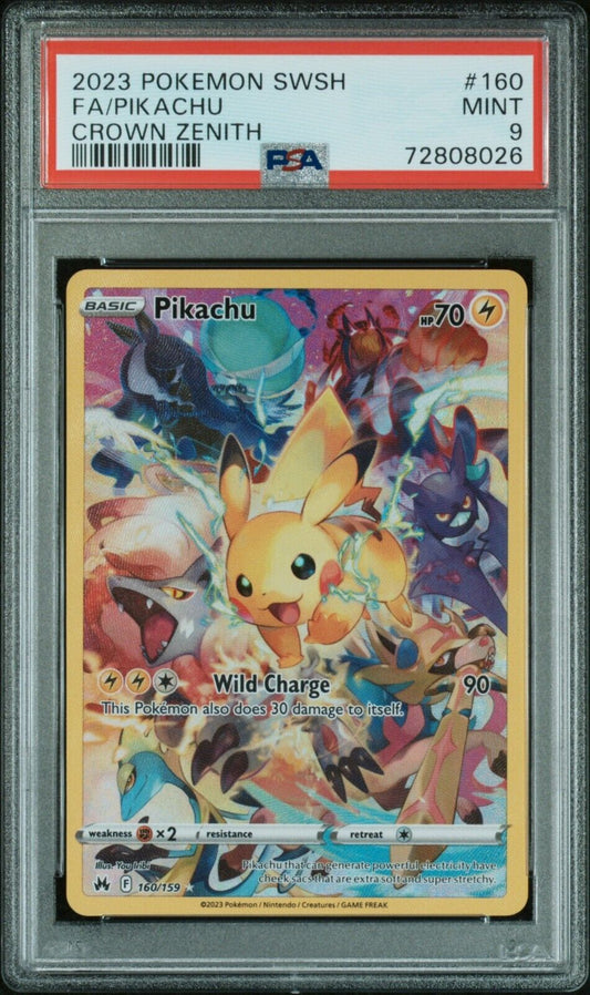 2023 Pokemon Sword and Shield Crown Zenith 160 Full Art/Pikachu PSA MINT 9