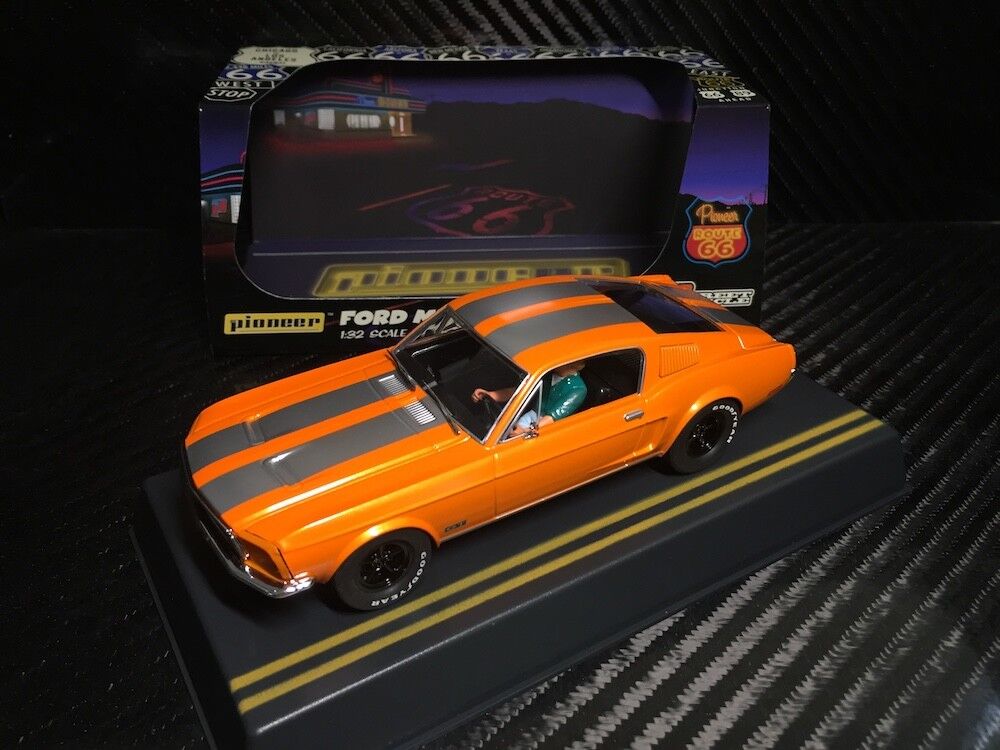 Pioneer Slot Car 1968 Ford Mustang Fastback GT Solar Orange Route 66 P054