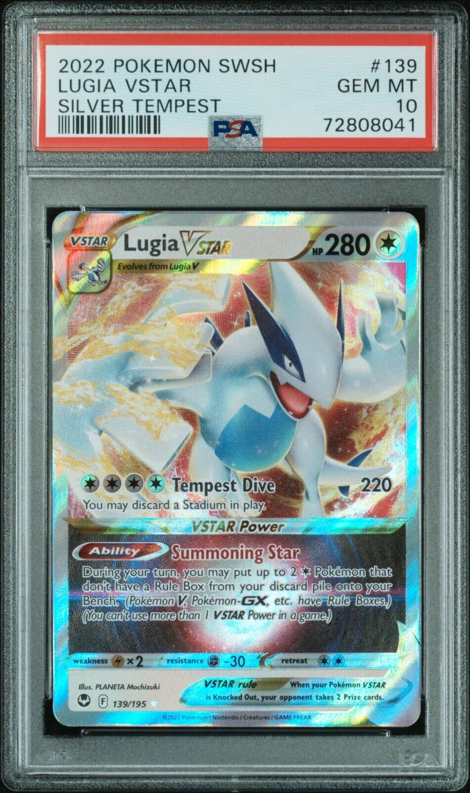 2022 Pokémon Sword and Shield Silver Tempest Lugia VStar 139/195 PSA 10 Gem Mint